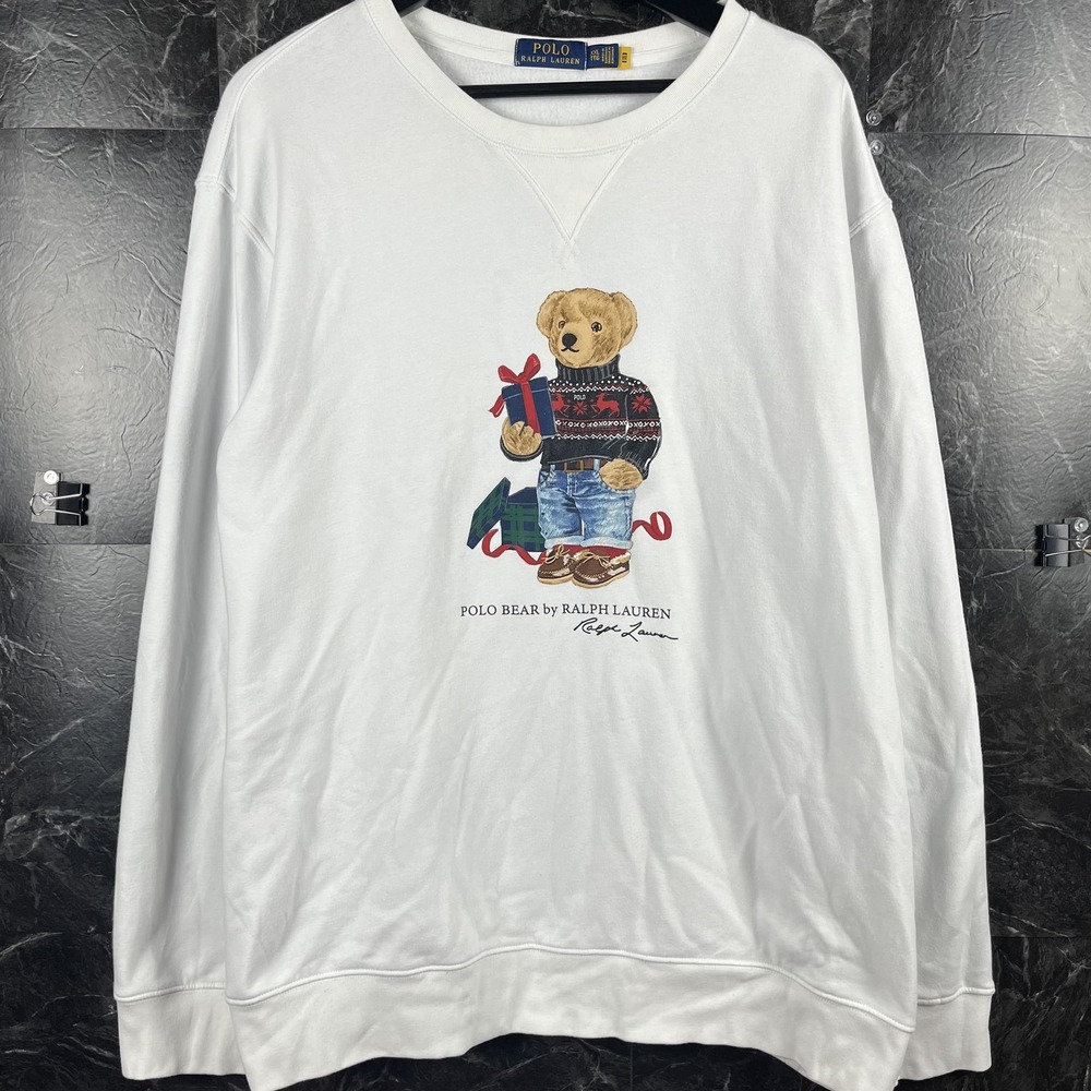 Polo Ralph Lauren Men's White Gift Polo Bear Sweatshirt XXL -Flaws